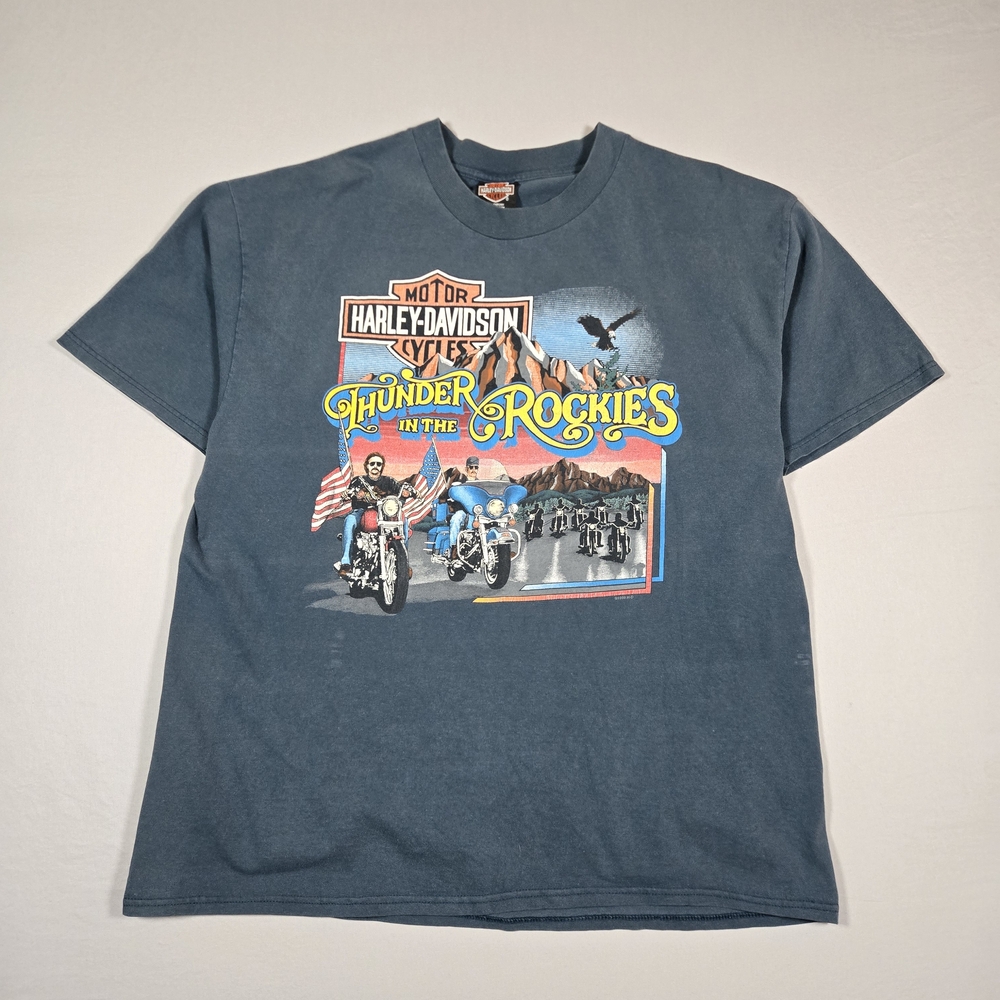 Vintage 1999 Harley Davidson "Thunder Rockies" Pikes Peak HD Hanes Beefy-T Shirt